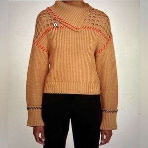 NWT Staud Lillian Sweater. Camel/Red/Black